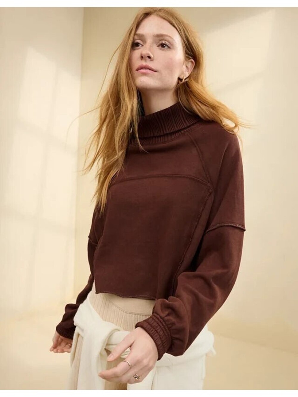 Aerie New Heights Turtleneck Cropped Sweatshirt